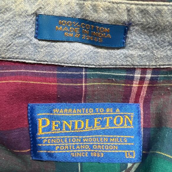 Vintage Pendleton Men’s Plaid Short Sleeve Cotton Button Up Shirt Size Large - Picture 3 of 4